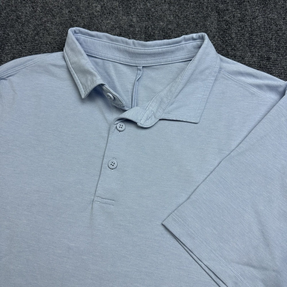 Lululemon Evolution Polo Shirt Mens Small Blue Performance Cotton Golf Casual
